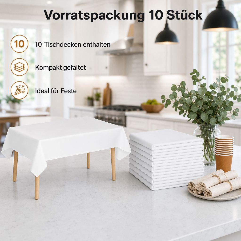  Einweg-Tischdecke, Rechteckig, Wasserdicht, Einfarbig, Geburtstag