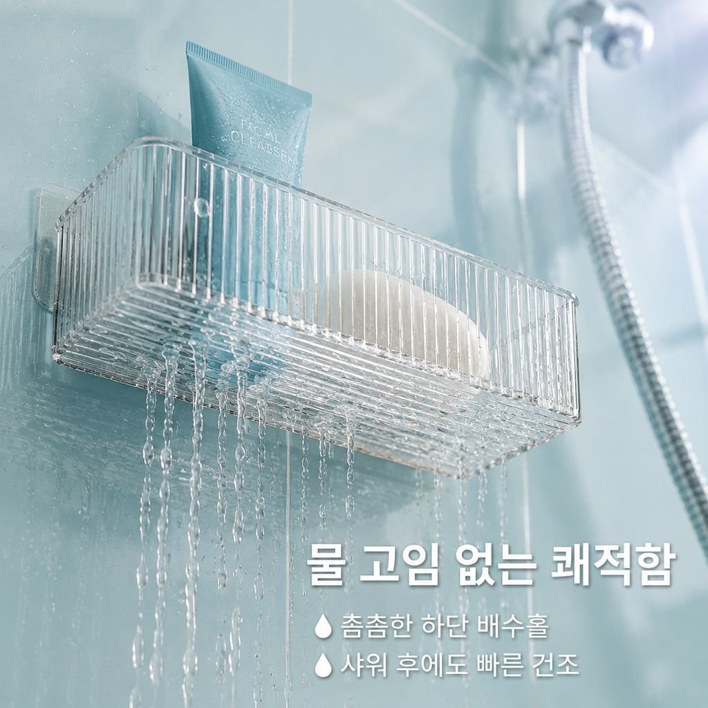 욕실 투명 물빠짐 박스 다기능 수납 선반