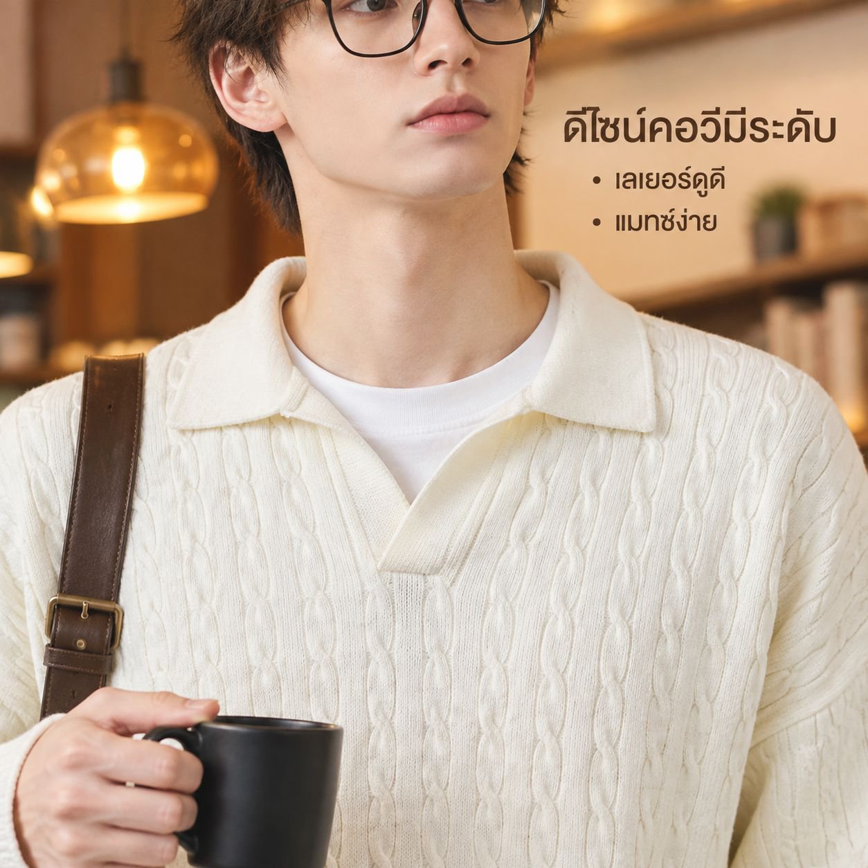 เสื้อกันหนาวผู้ชายคอปกถักลายแฟชั่นสำหรับฤดูใบไม้ร่วงและฤดูหนาว