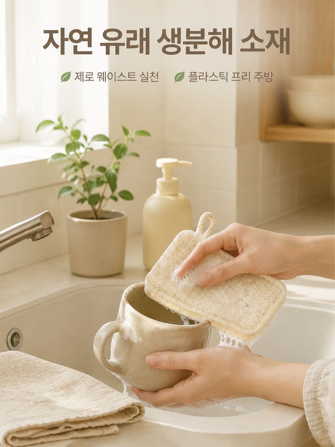 목장면 수세미 양면 스펀지