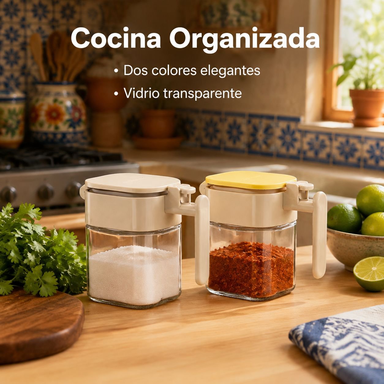 Bote de condimentos sellado y antihumedad con cuchara separada