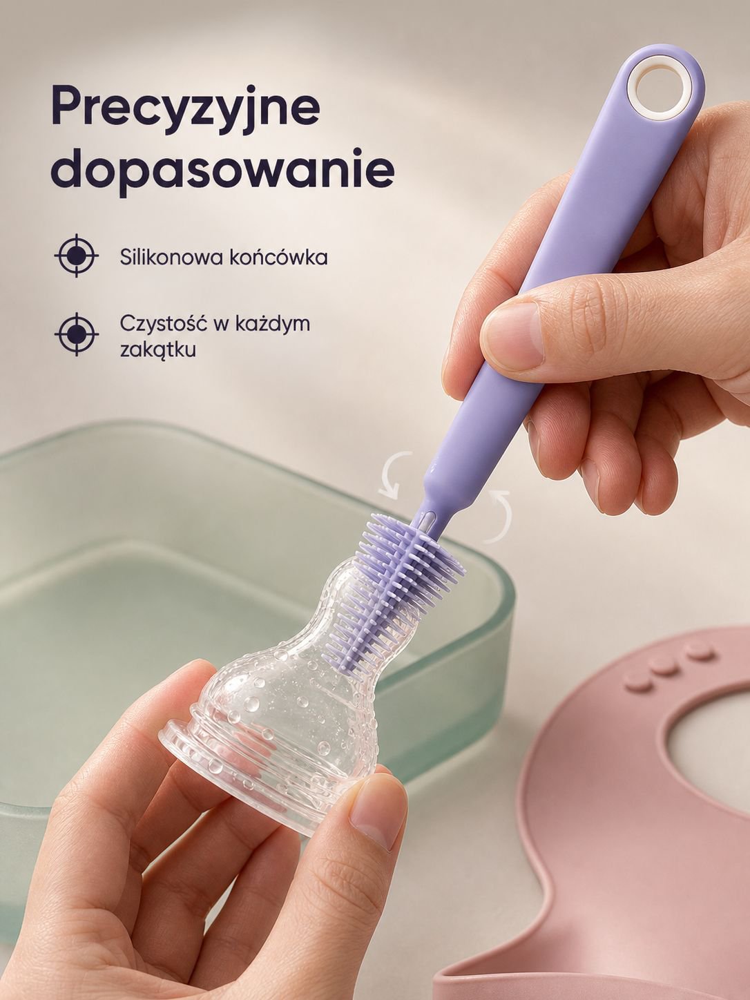 Bezpieczne akcesoria do czyszczenia smoczków