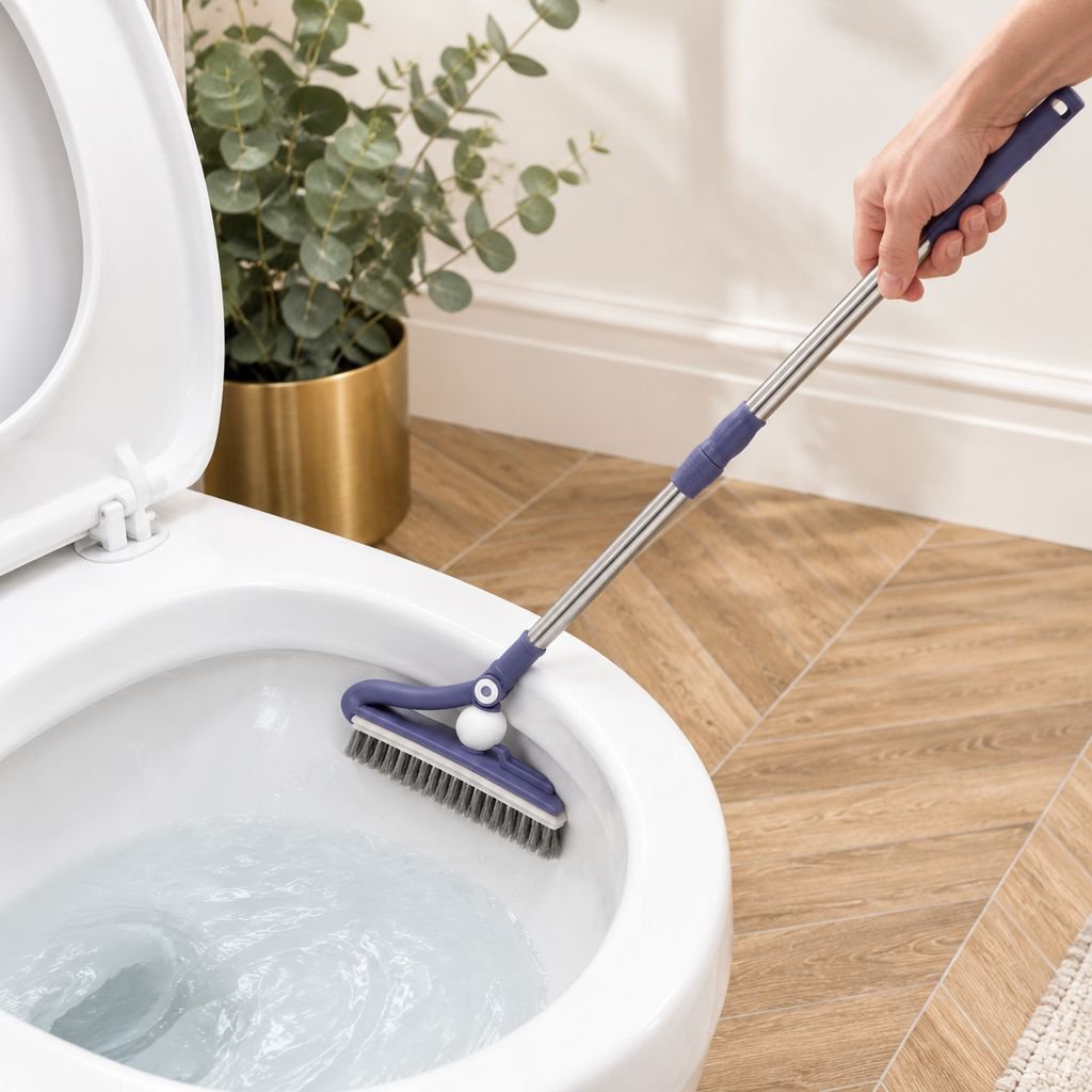 Brosse en silicone 2-en-1 pour nettoyage de sol et WC