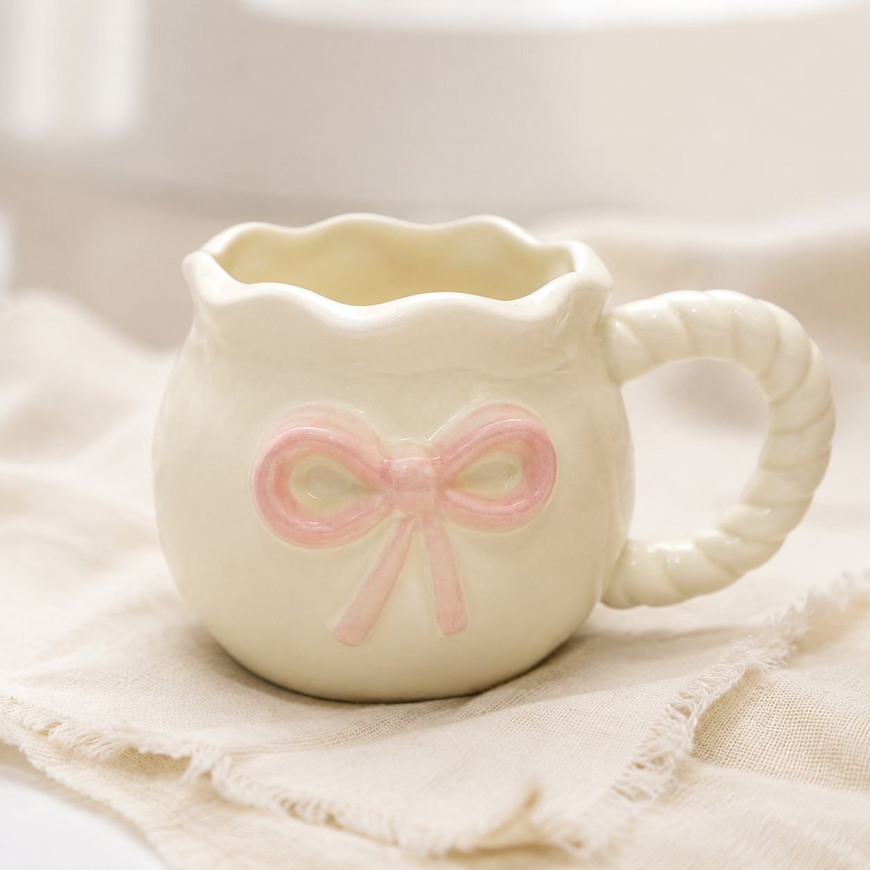 Handmade Irregular Cute Bow Mug