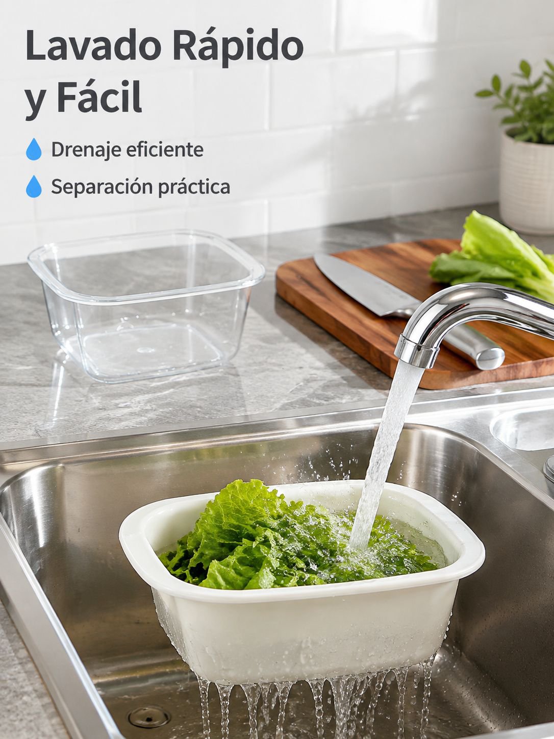 Cesta de drenaje gruesa para cocina, plato multiusos para verduras y frutas