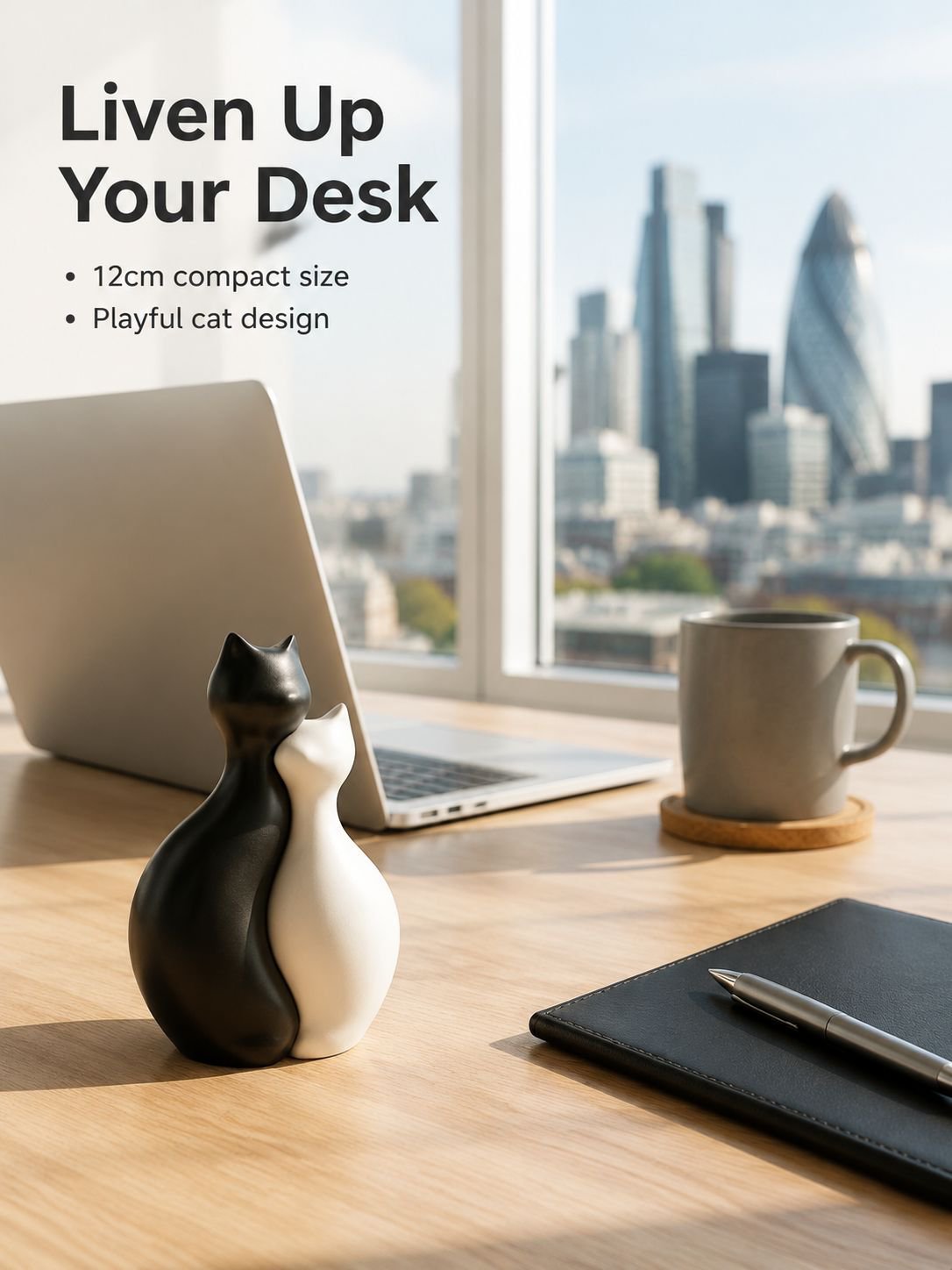 Cat Shaped Desktop Vase Ornament, Two Colors Available