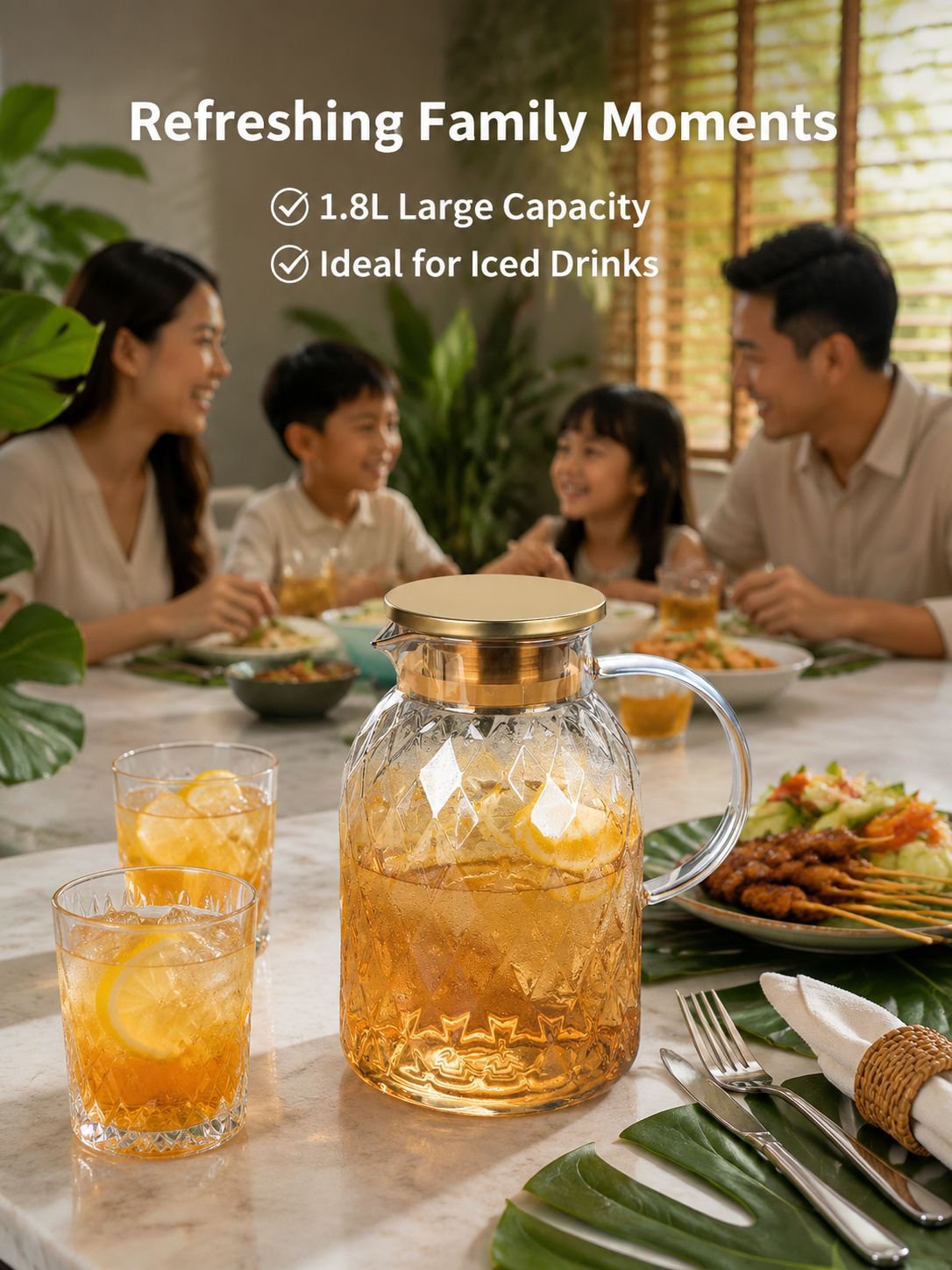 Large capacity glass water bottle