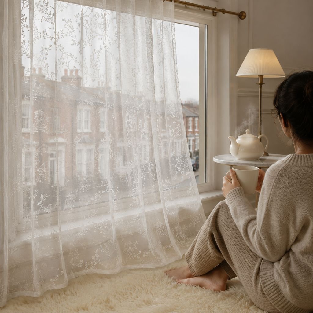 Warm and Elegant Curtains blackout cloth Tree branch Modern curtain fabric window screen Transparent