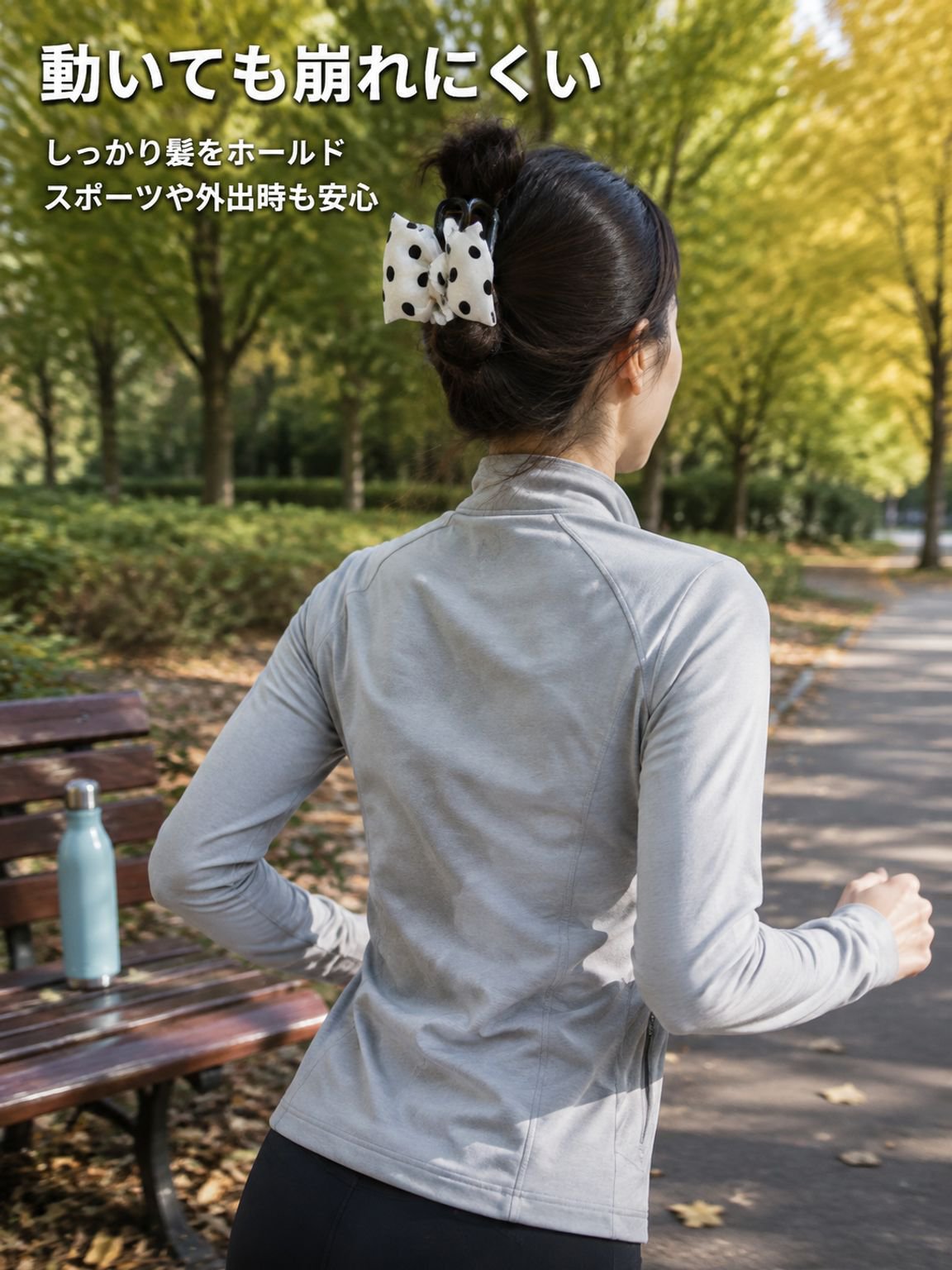上品な水玉リボンヘアクリップ