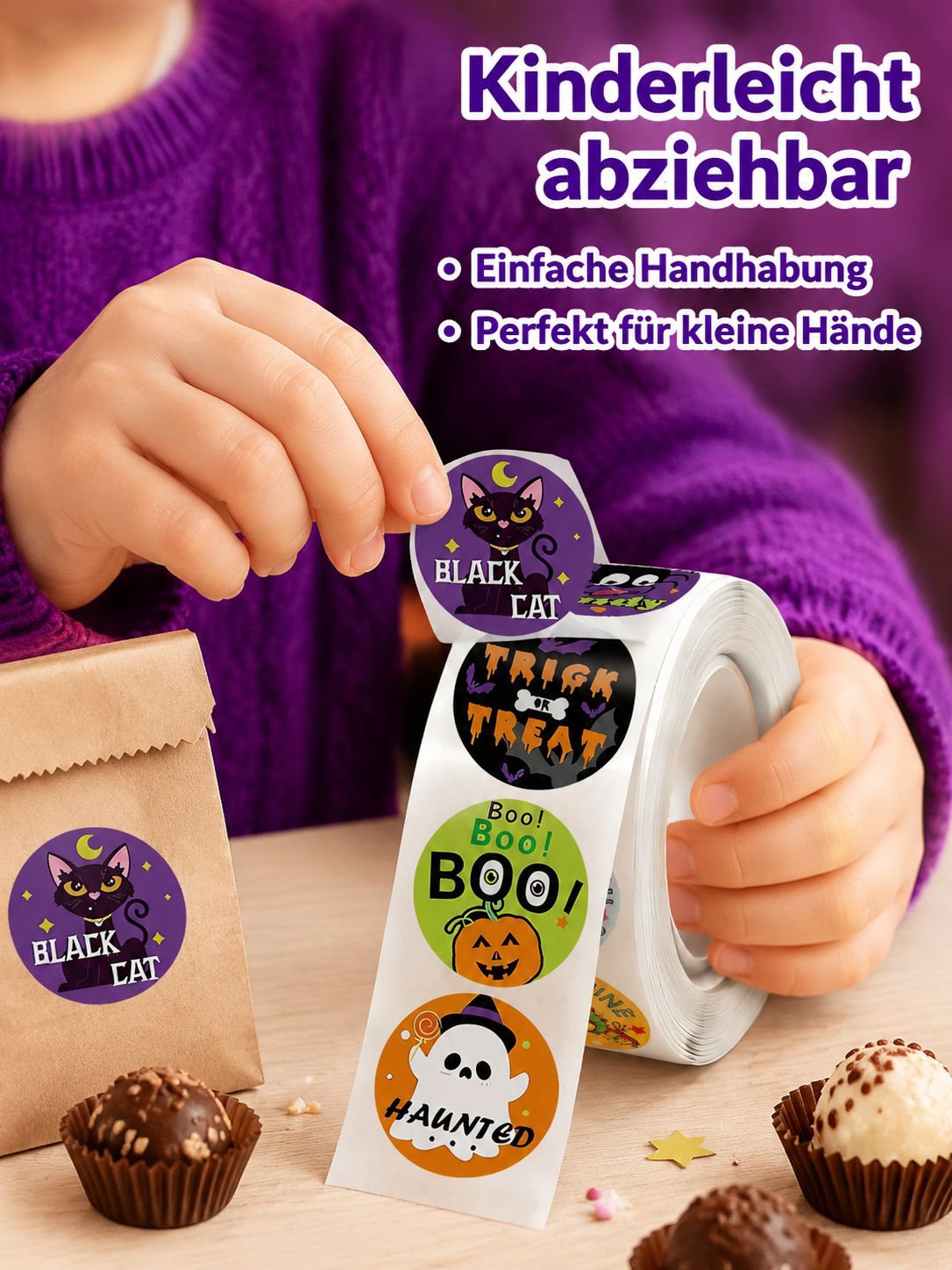 Halloween Sticker Set mit lustigen und gruseligen Designs