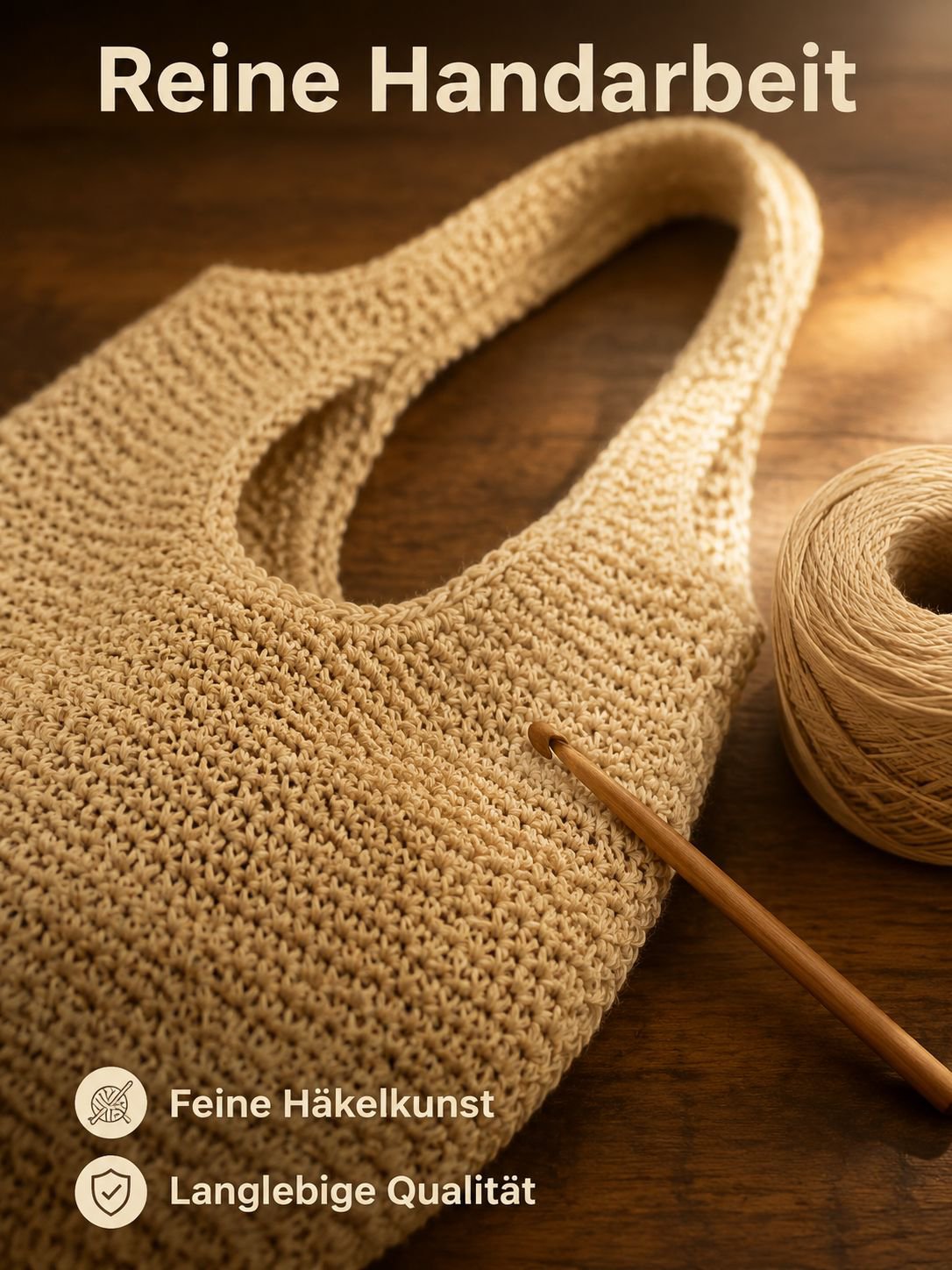 Handgefertigte gehäkelte Schultertasche, Strandtasche im Boho-Stil