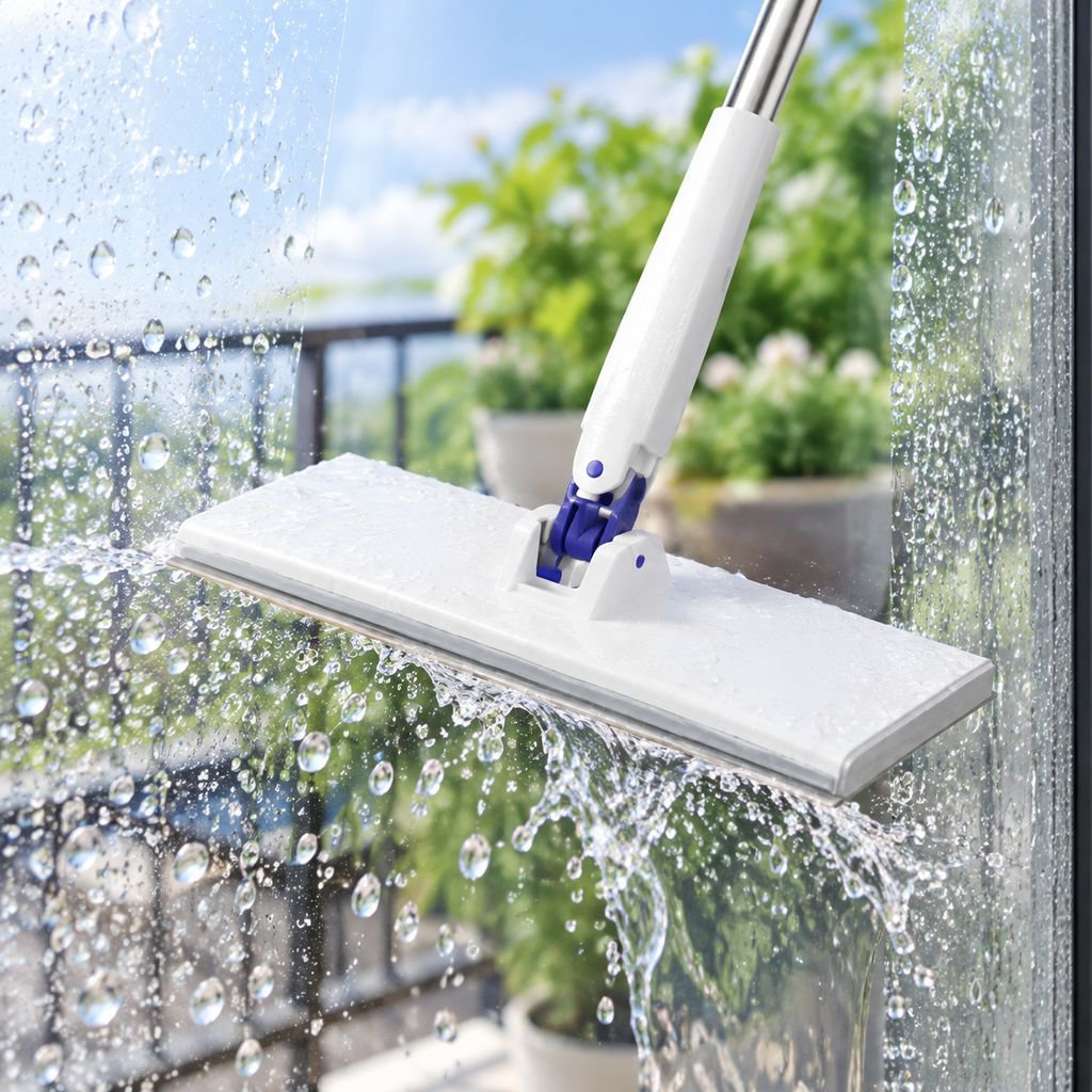 フロアワイパー 本体 1秒で着脱 ワンタッチモップ 2in1水切りワイパー 乾湿両用モップ 拭き掃除 雑巾ワイパー ベランダ 玄関 床 窓 フロア フローリング 掃除道具 使い捨てドライシート付き