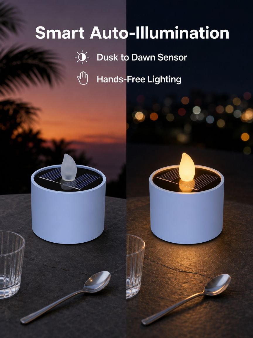 Solar-powered candle night light