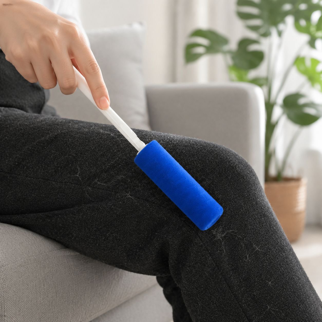 Plumero electrostático extensible limpiando ranuras de ventanas
