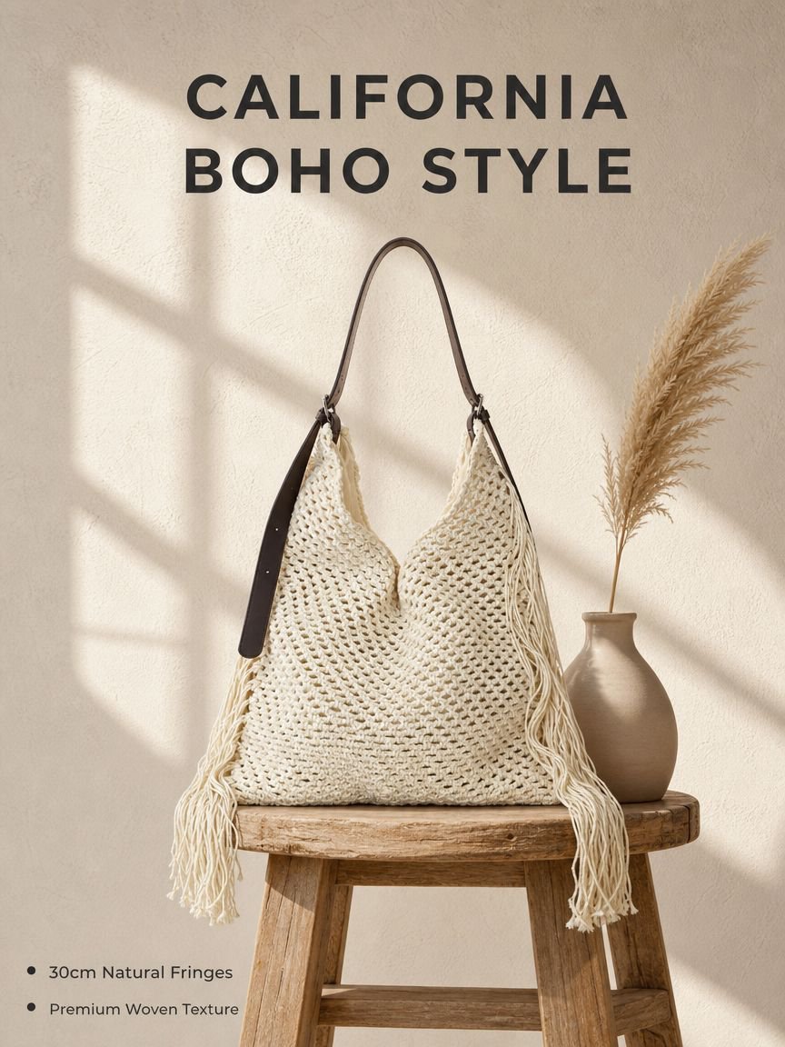 Spring European and American Style Casual Large Capacity Woven Tote Bag
