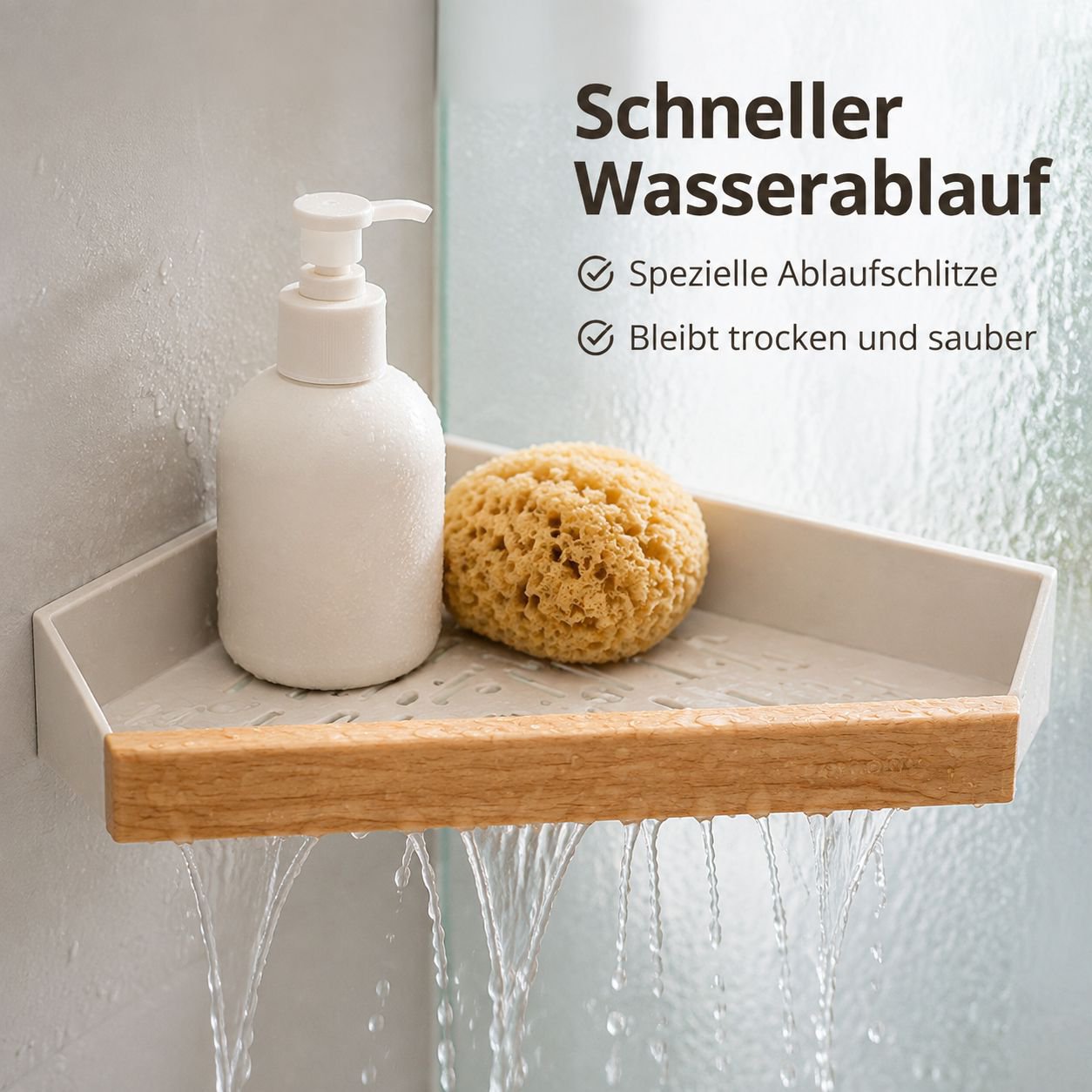 Wandmontiertes Aufbewahrungsregal fürs Badezimmer (bohrfrei)