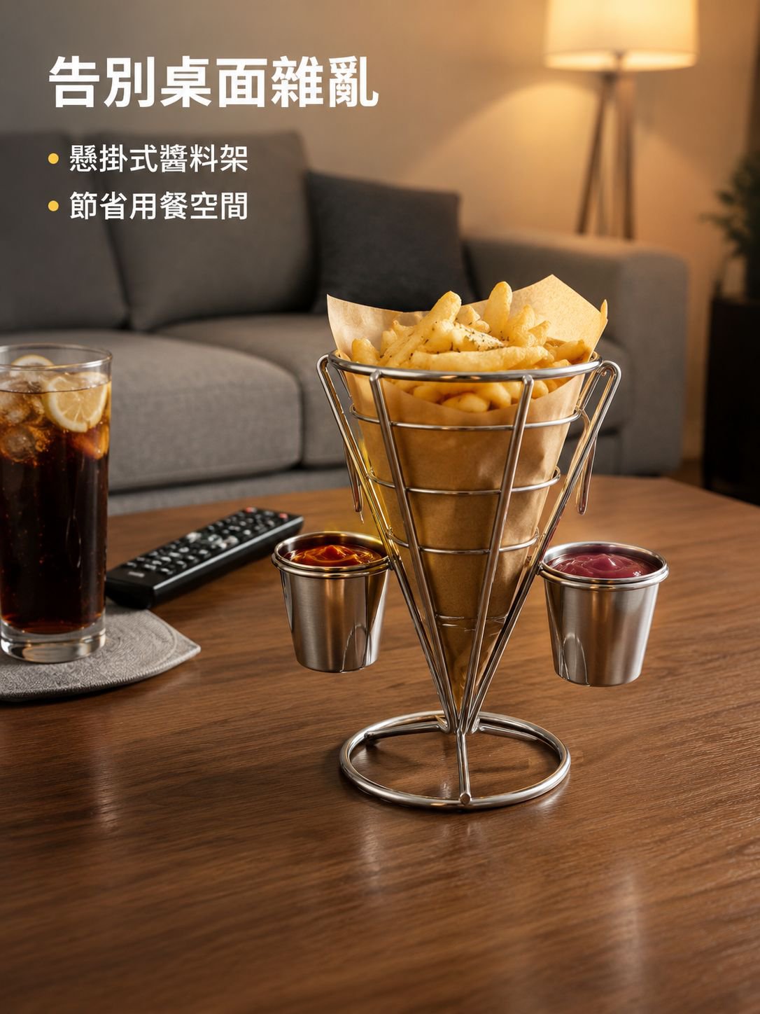 美式鐵製迷你圓錐薯條籃