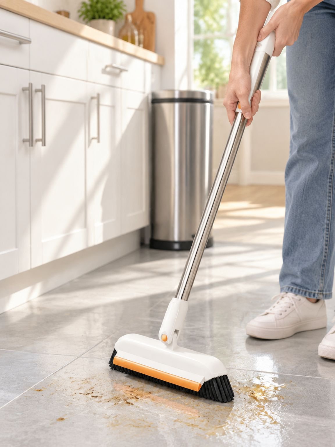 Cepillo de piso en V para baño con cerdas duras