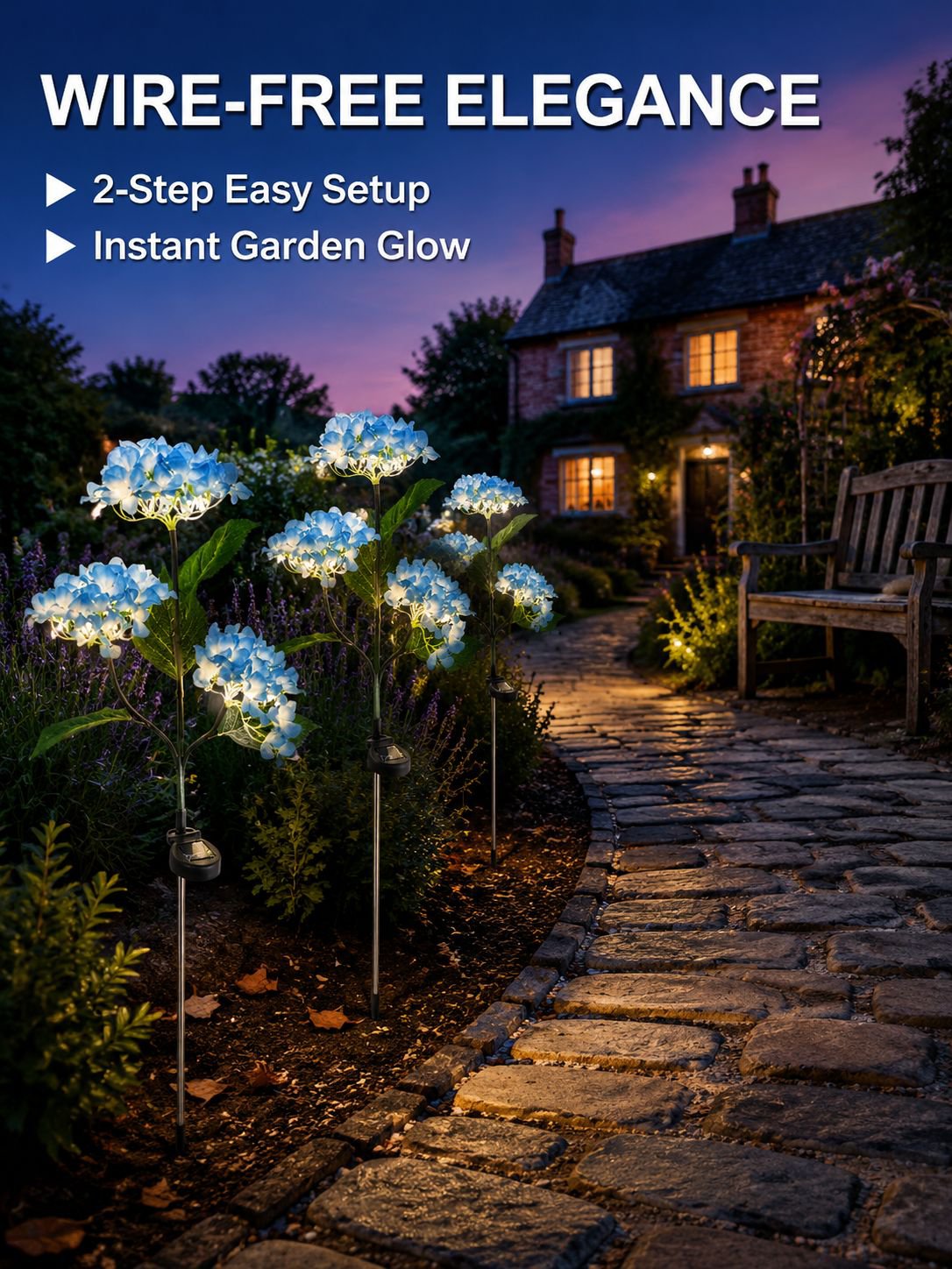 Solar Hydrangea String Lights Outdoor Waterproof Decorative Lamp for Garden and Home