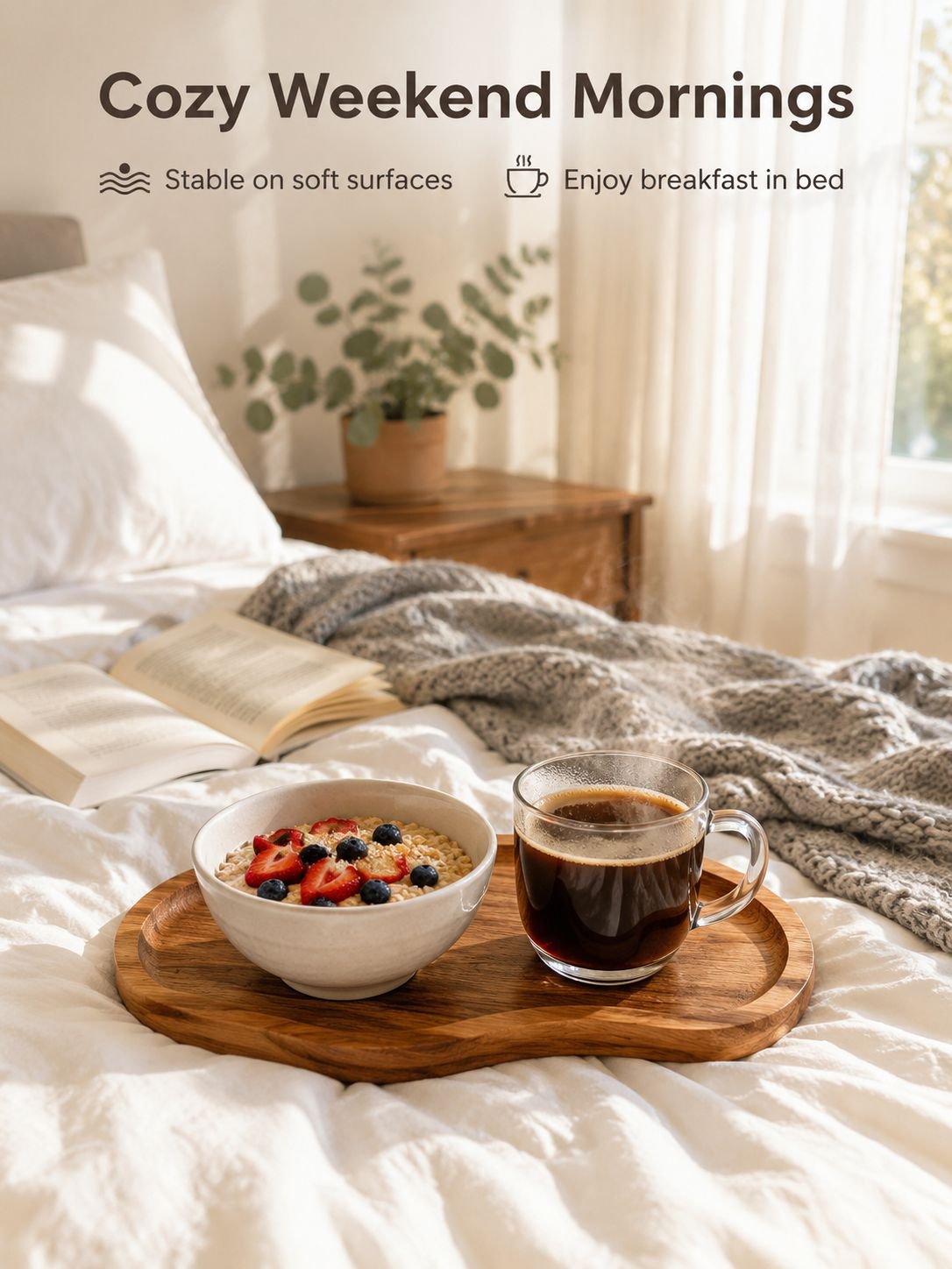 Peanut-shaped solid wood tray, acacia wood Japanese coffee and tea tray, wooden dessert, fruit, brea