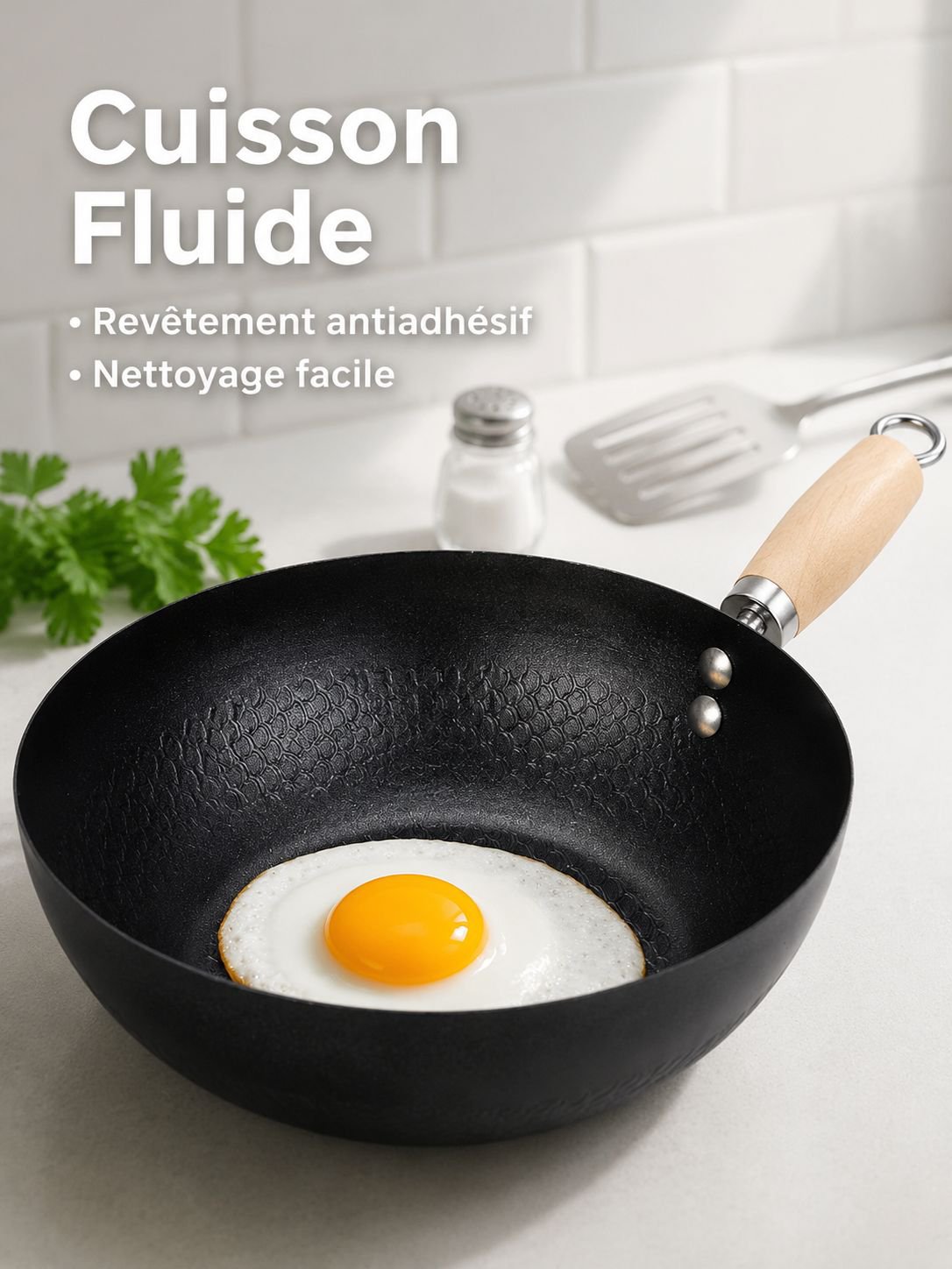 Poêle antiadhésive en fonte de titane de haute qualité