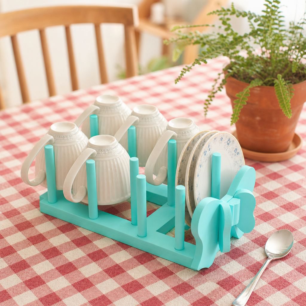 Eco-friendly wooden plate holder for kitchen storage