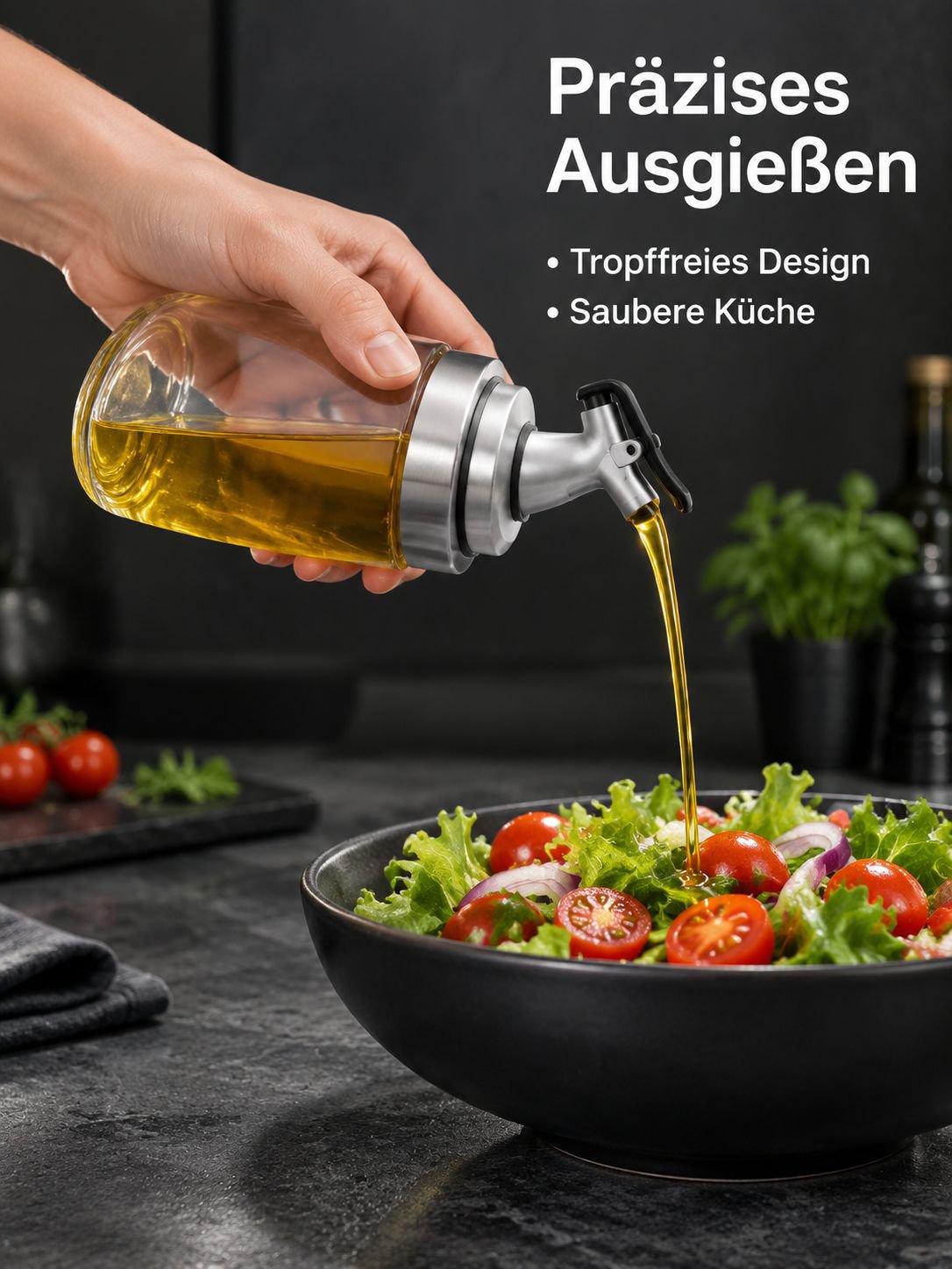 Multifunktionale Glasölflasche, Küchenbehälter für Sojasauce und Essig, Outdoor Ölbehälter