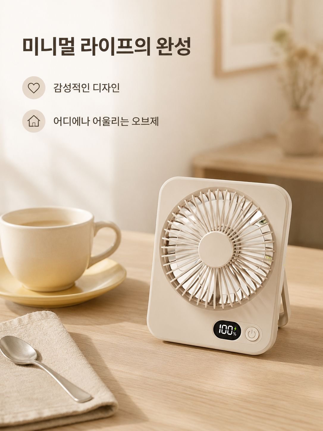카드형 디자인의 휴대용 미니 선풍기 제품 이미지