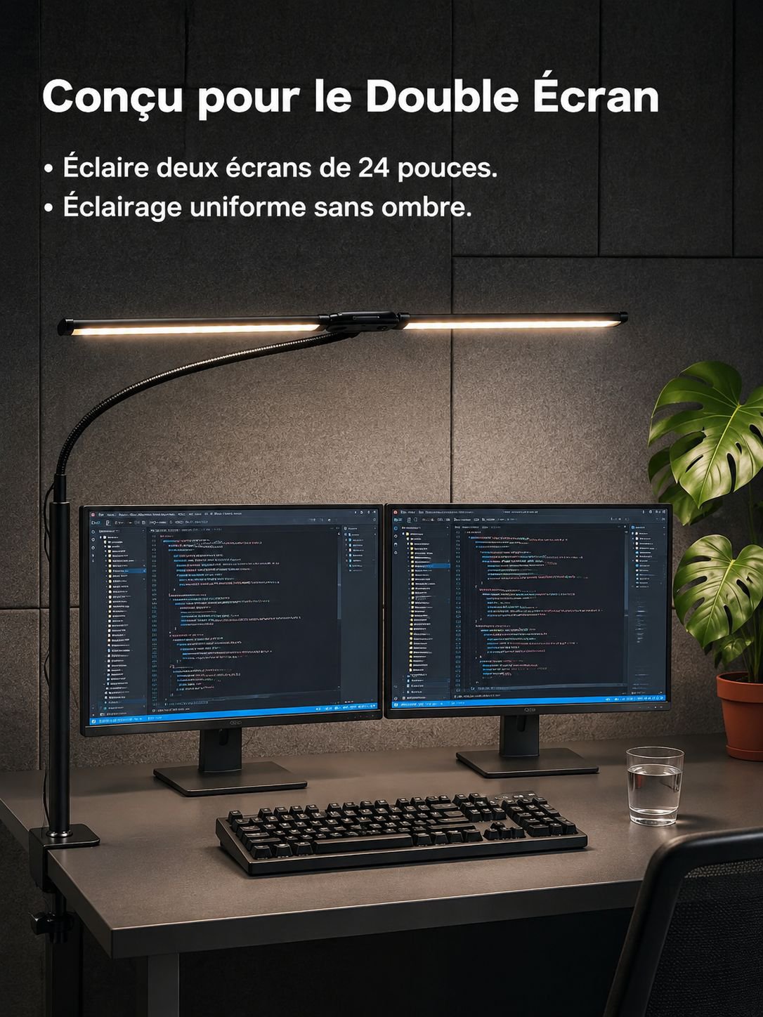 Éclairage doux et non éblouissant pour le bureau