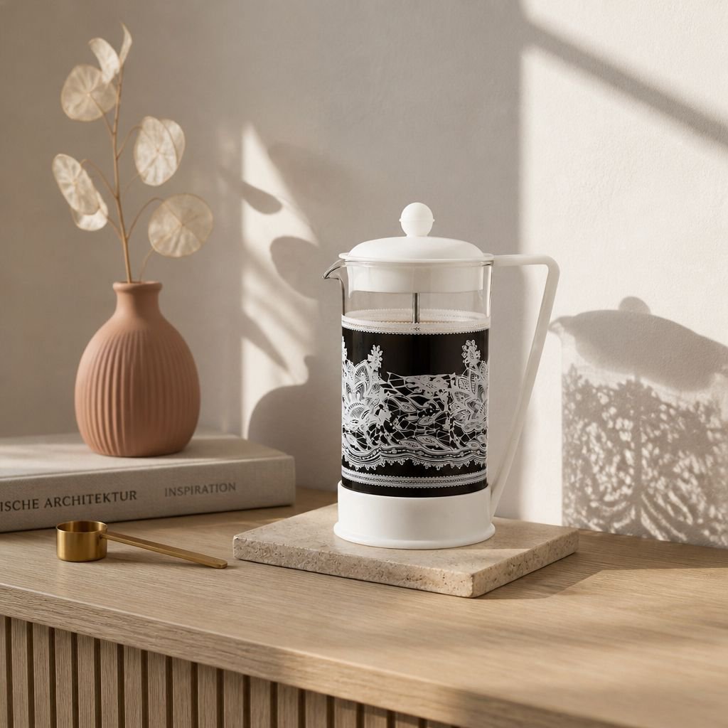French Press Kaffeebereiter Glas Stempelkanne mit Edelstahl-Filter