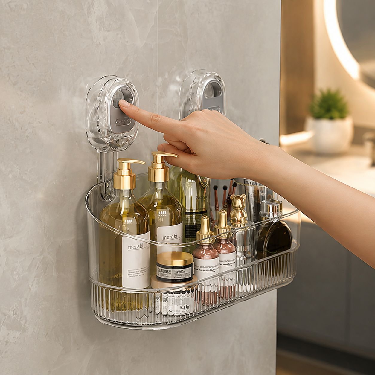 Panier de rangement mural amovible pour lavabo, sans perçage