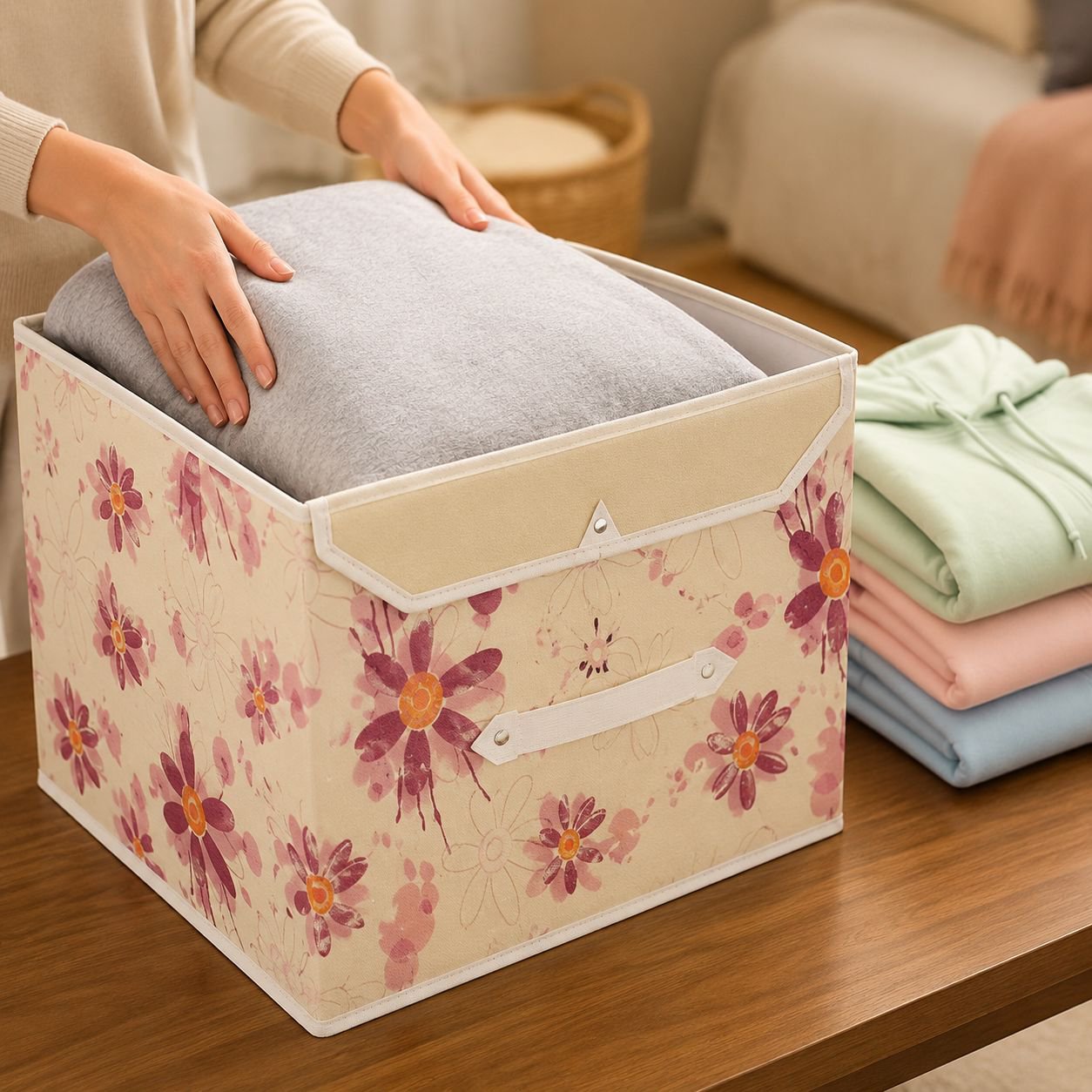 Foldable Storage Box Household Organizer Thickened Fabric Storage Bin