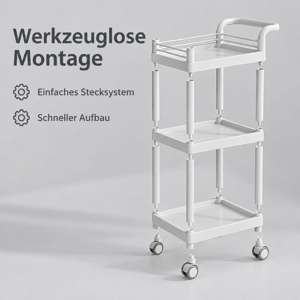 Gerätewagen mit Rollen für Kosmetikgeräte, Werkzeuge und Pflegeartikel