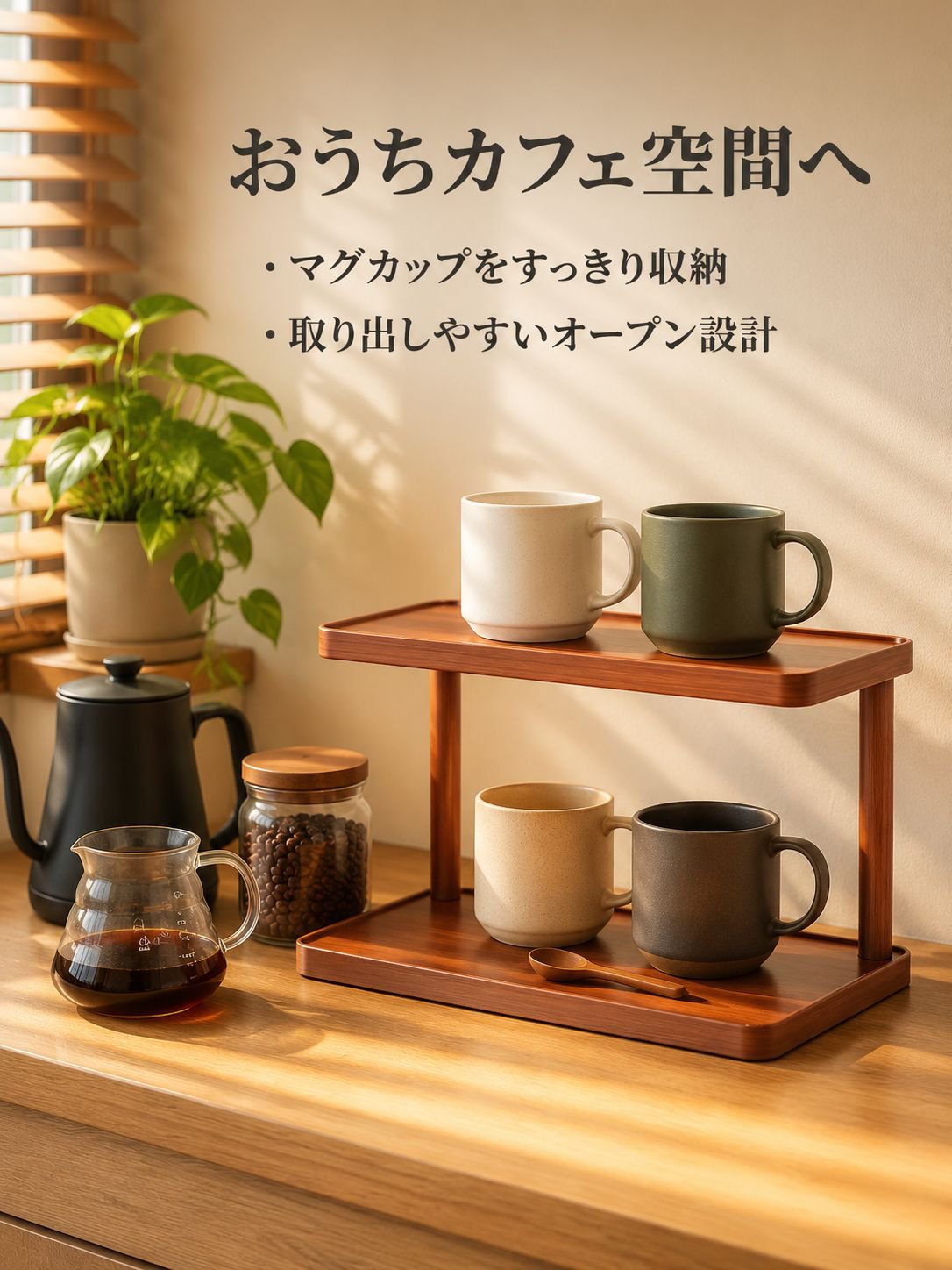 デスクトップ棚用カップオーガナイザー