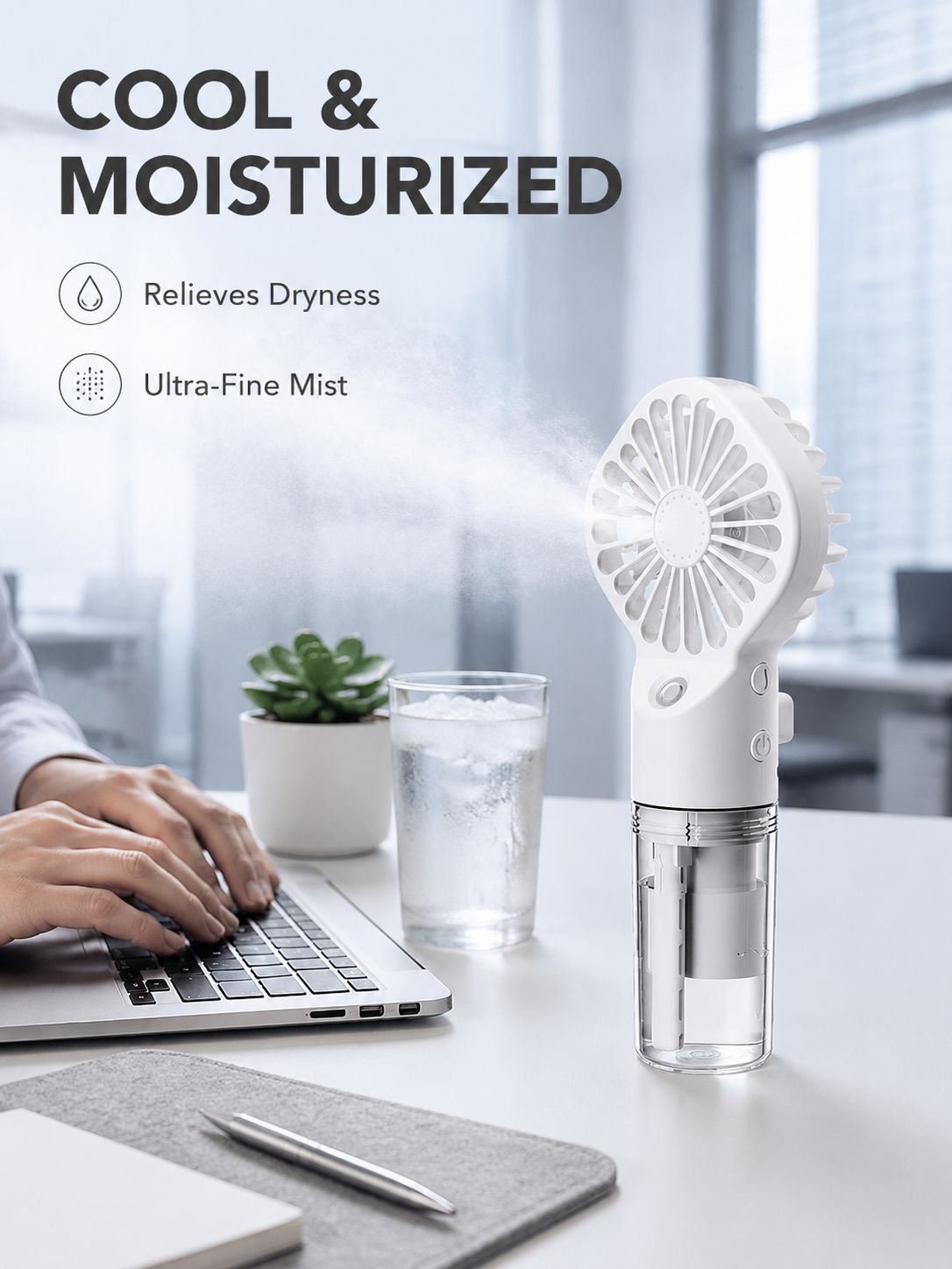 Portable Mist Humidifying Handheld Mini Rechargeable Small Air Conditioner Fan