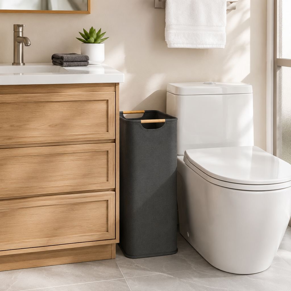 Home organization with large laundry basket