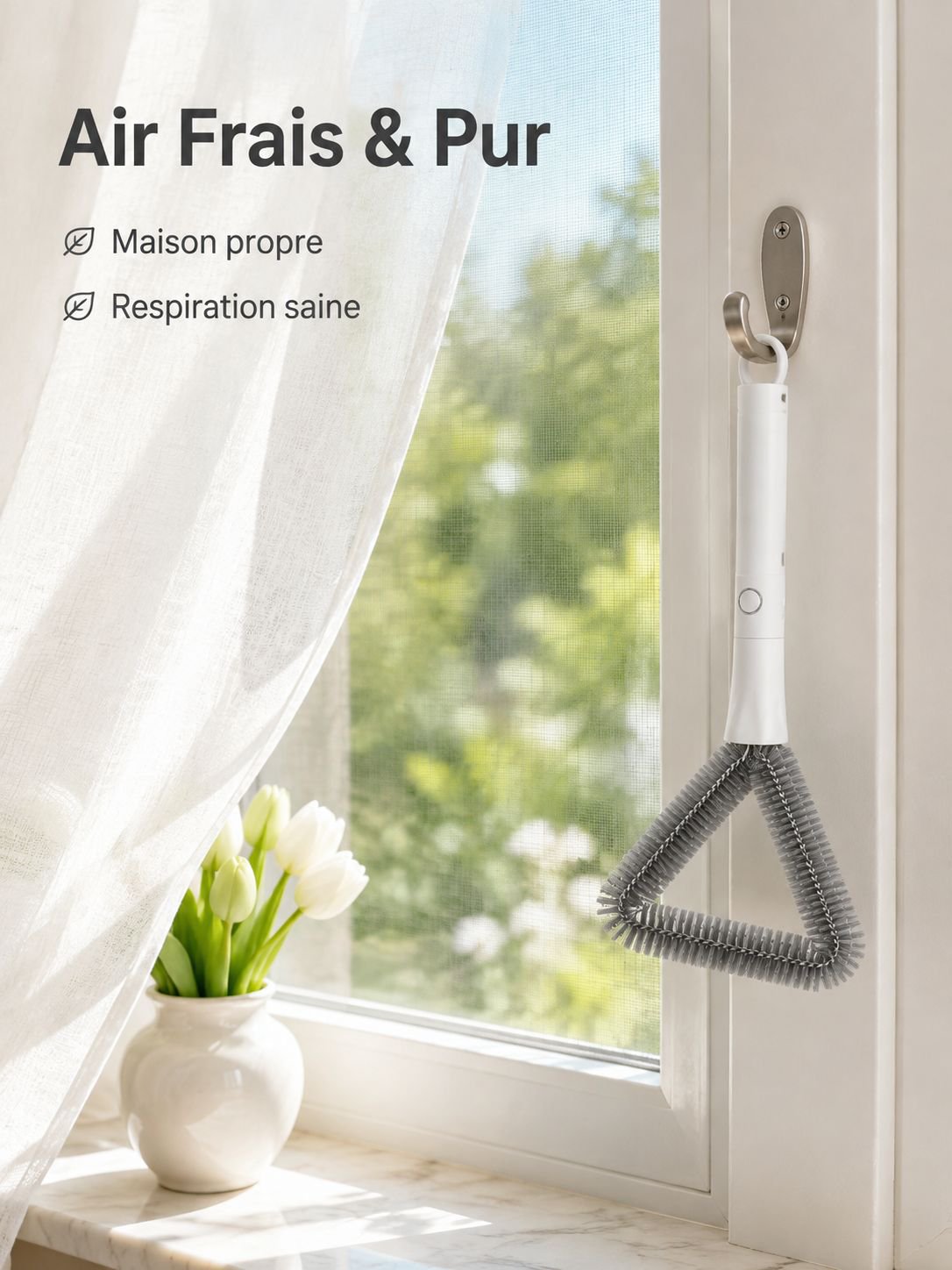 Brosse de nettoyage pour moustiquaire sans démontage