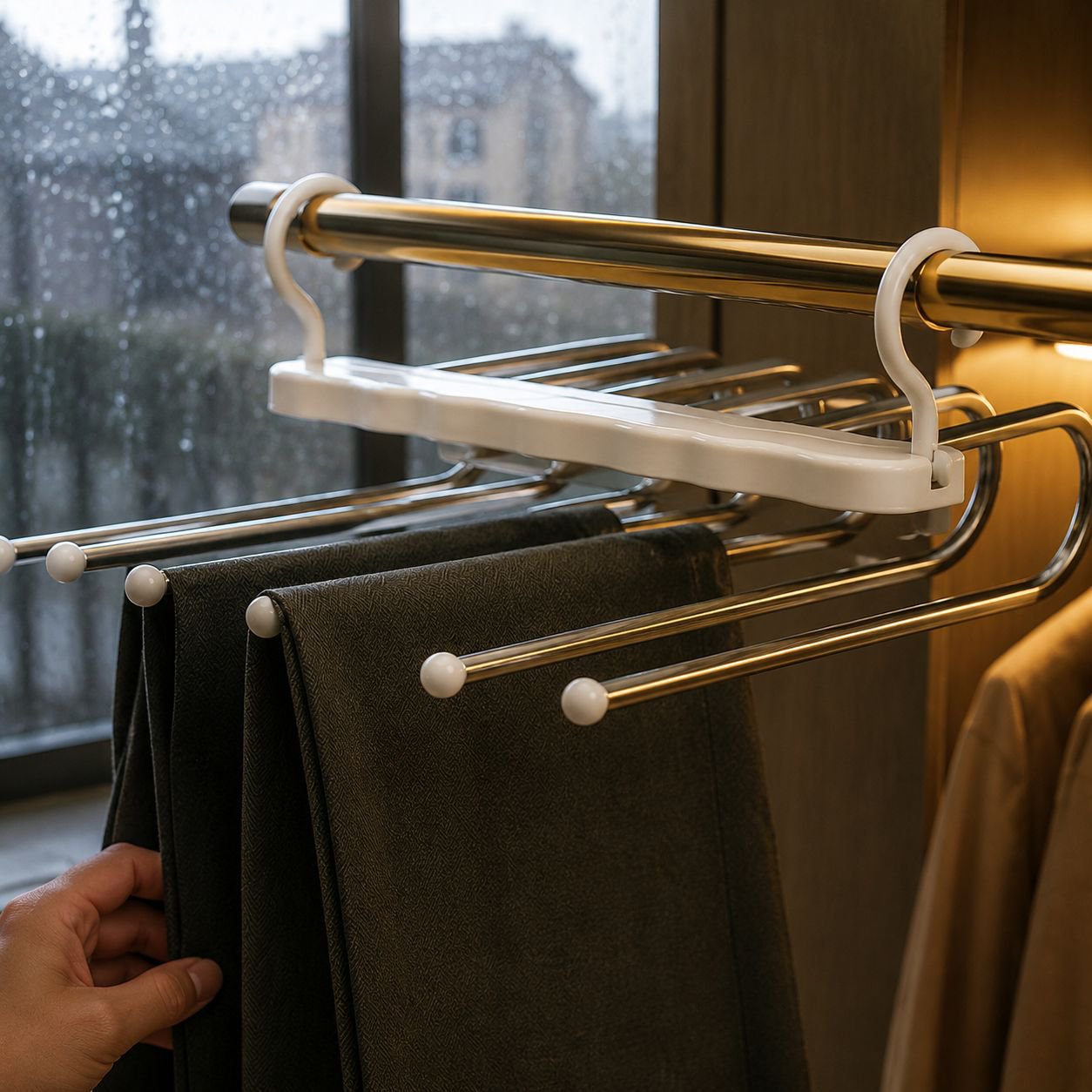 Space-saving non-slip pants hanger organizer