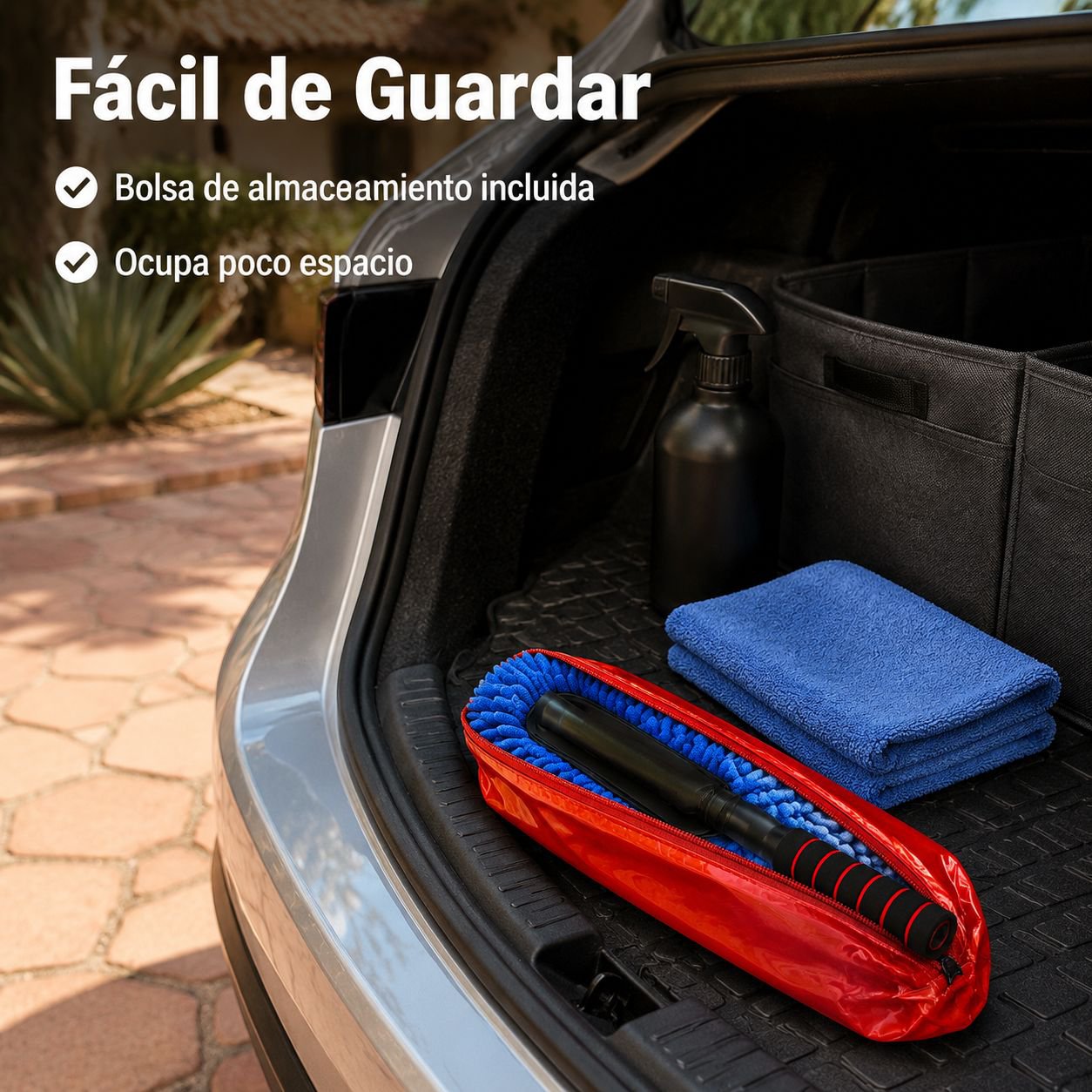 Cepillo de limpieza de coche con mopa de cera telescópica