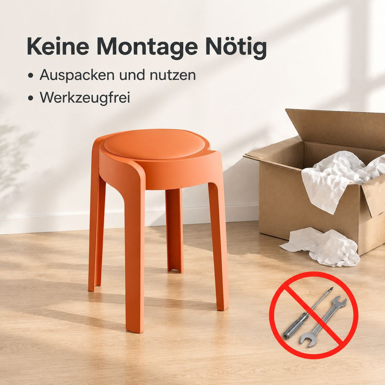 Moderner, schlichter Esszimmerstuhl mit Polster