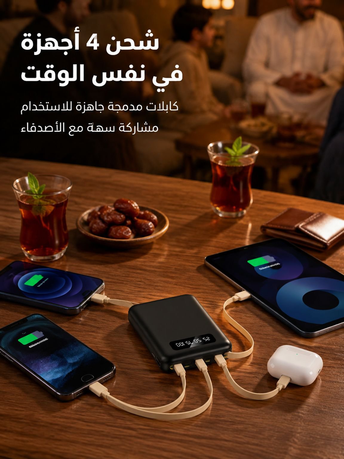 بنك الطاقة المحمول المزود بالكابلات بالطراز الجديد