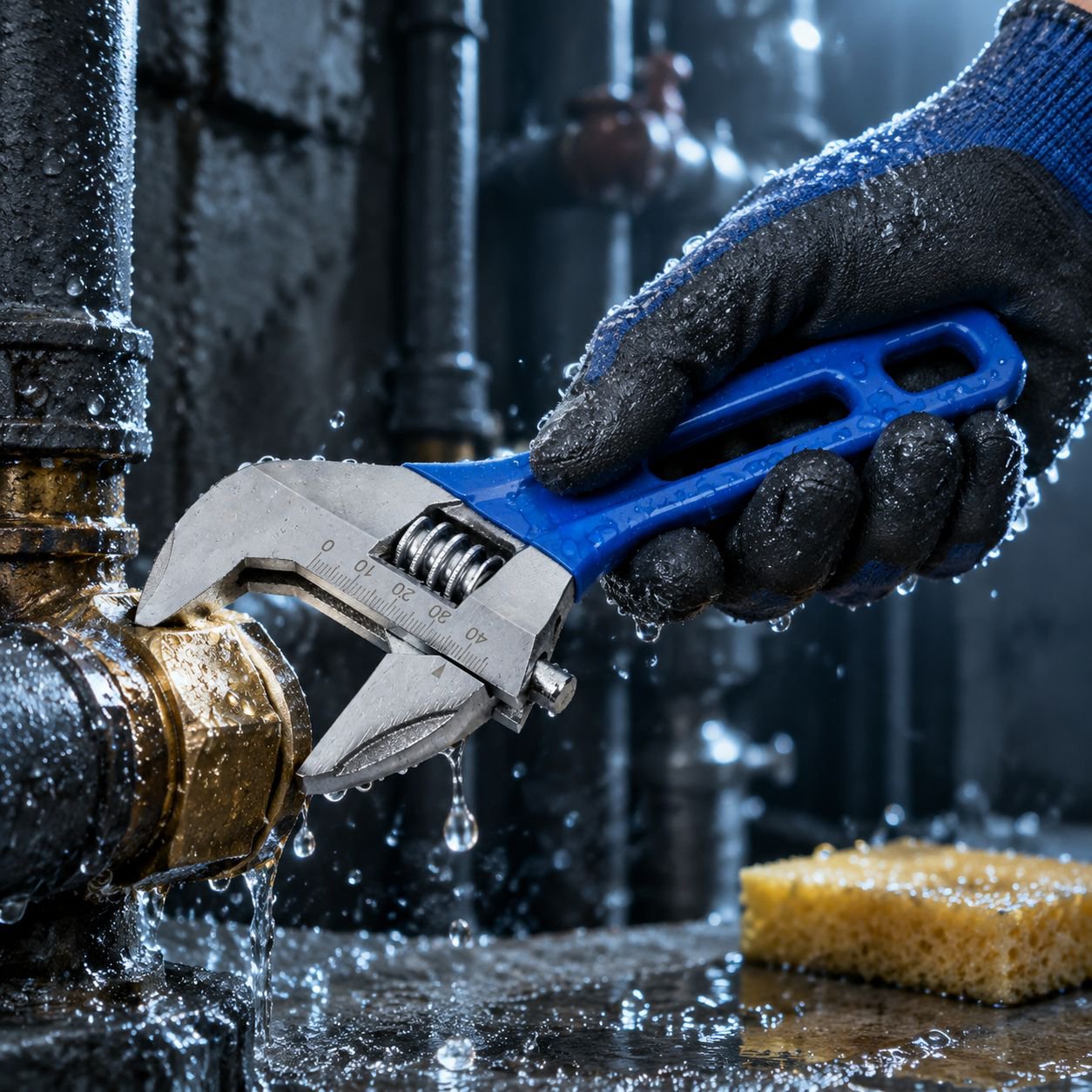 Llave ajustable de mango corto de gran calibre