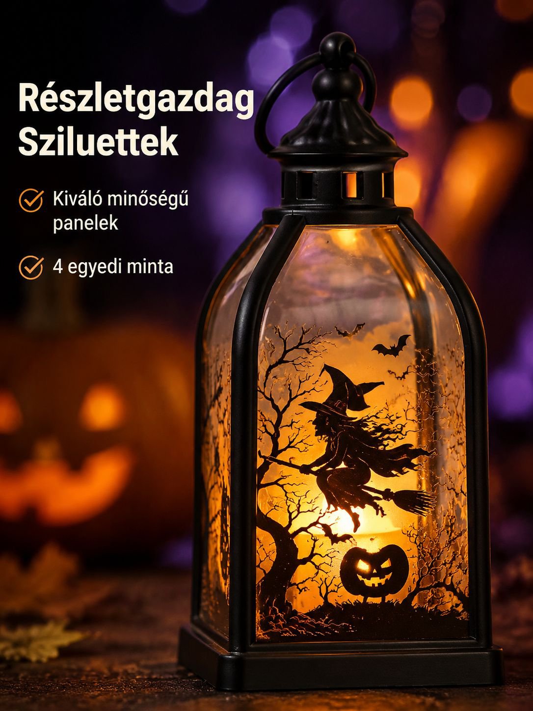 Retro Halloween Tök Gyertya Lámpa Dekorációs Dísz