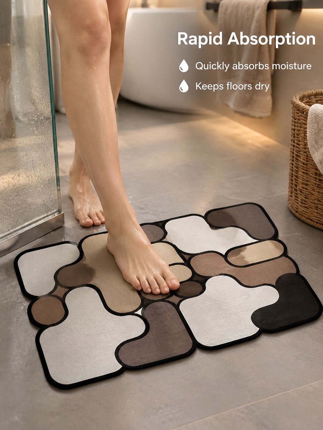 Water absorbing anti slip quick drying bathroom floor mat