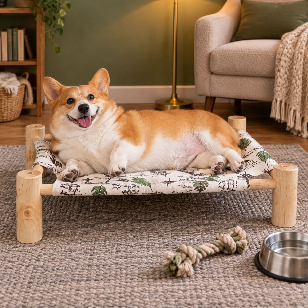 Cama de camping de madera para perros y gatos