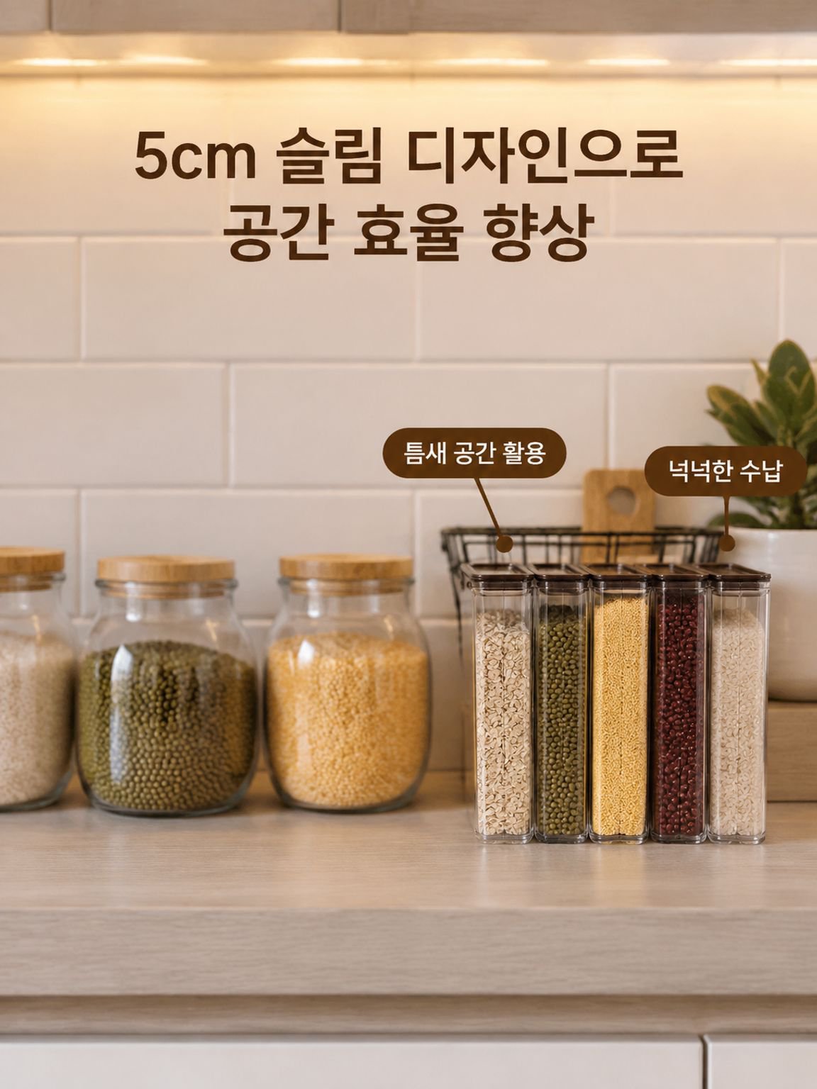 실용적인 디자인의 공간 절약 곡물 보관 용기