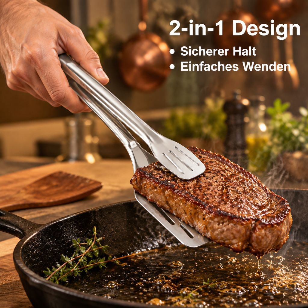 Edelstahl Grillzange & Servierzange Multifunktionale Steakzange Küchenzange
