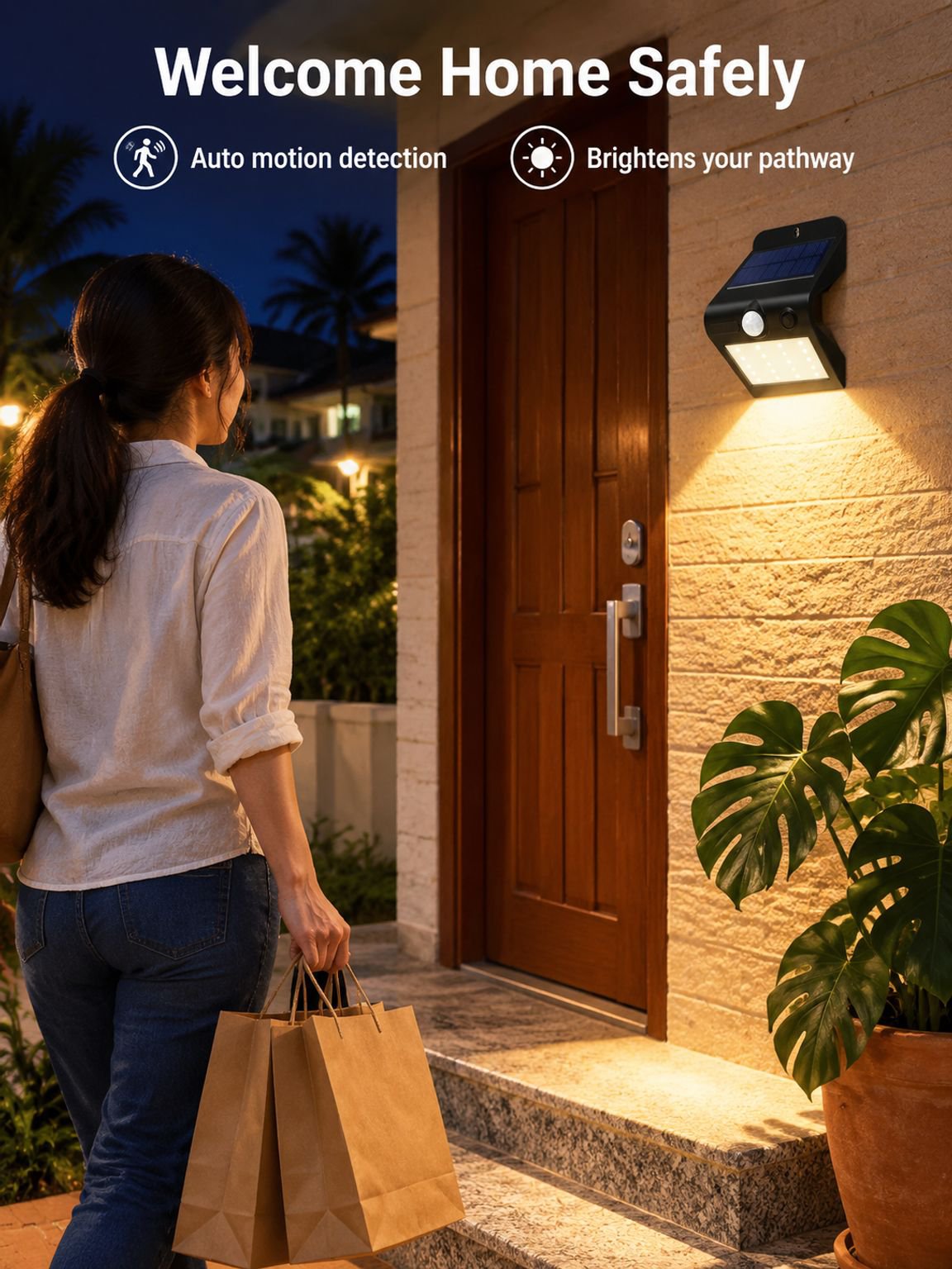 Solar Wall Light Waterproof Outdoor Human Sensor