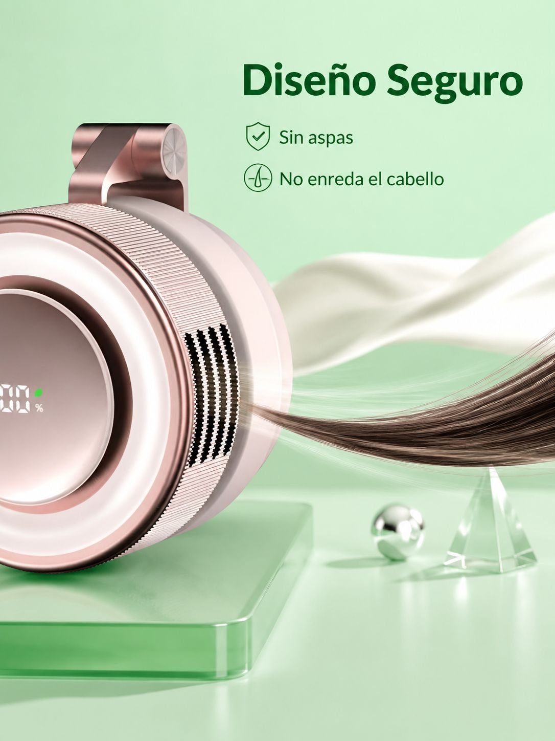 Ventilador portátil sin aspas con luz nocturna USB, luz de relleno magnética y clip giratorio