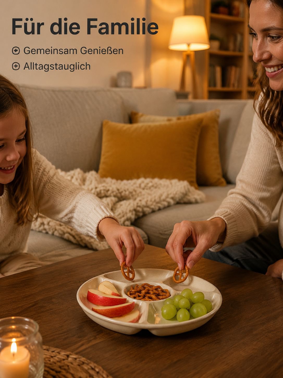 Weizenstroh-Snackteller, 6-geteilte Obst- und Speiseteller